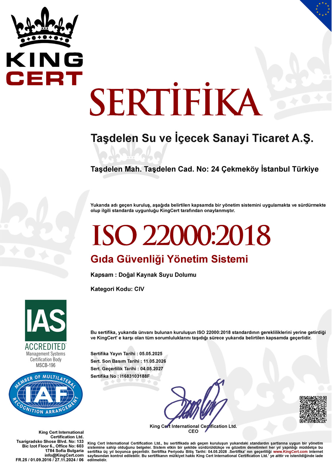 Gıda Güvenliği Yönetim Sistemi