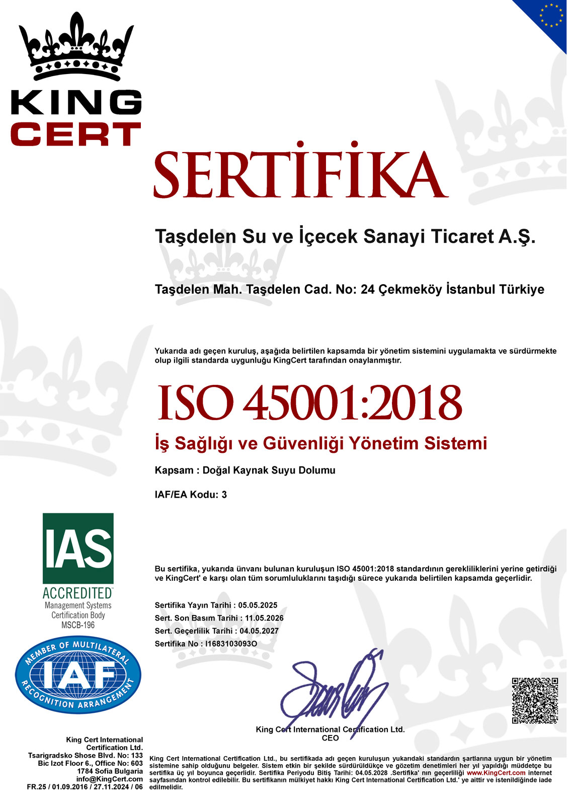 İş Sağlığı ve Güvenliği Yönetim Sistemi